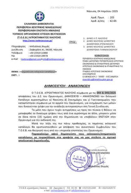 Δημοσίευση κτηματικών καταλόγων
